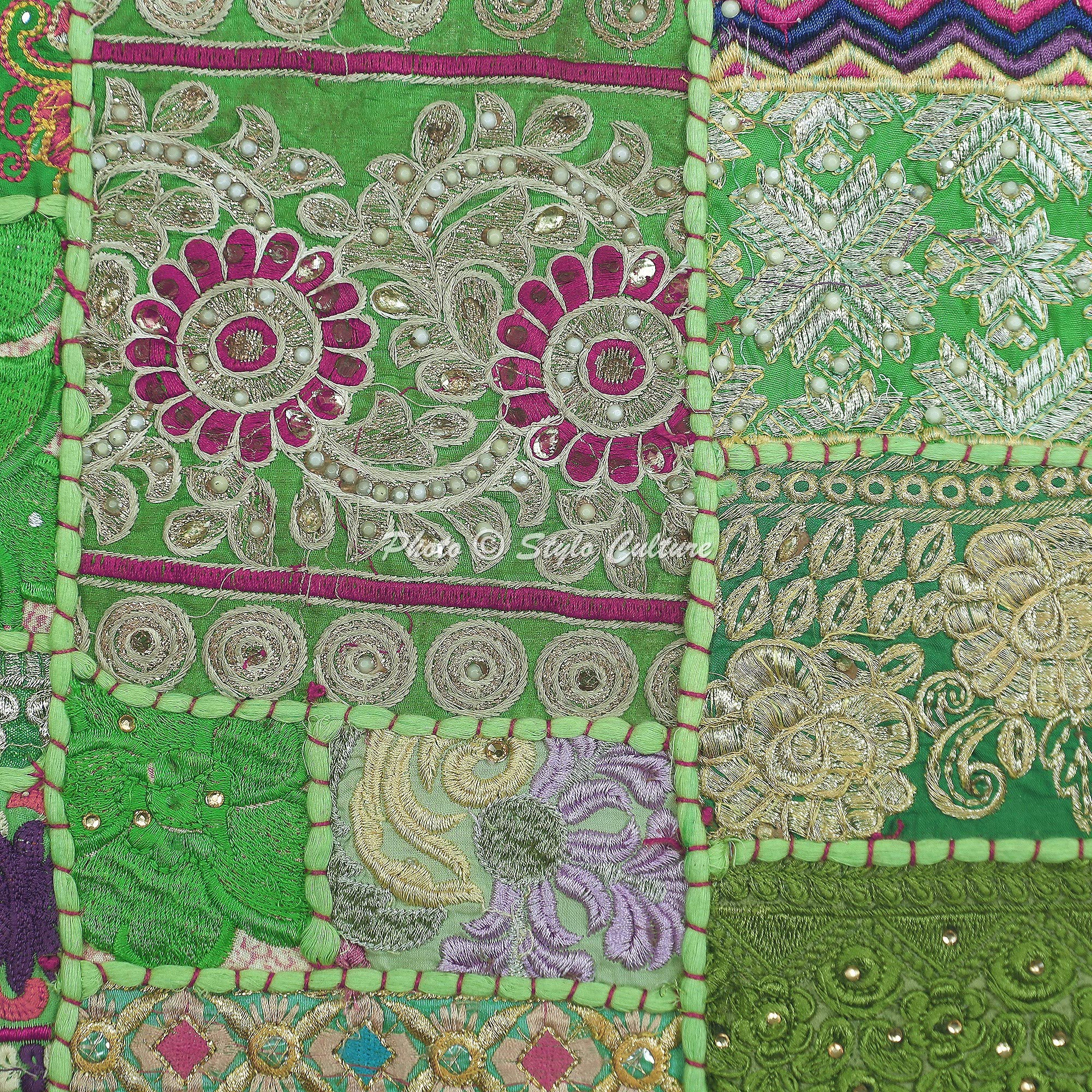 Stylo Culture Indiano Fodere Per Cuscini 45x45 cm Decorativi Da Letto Astratto Patchwork Vintage Pappagallo Verde Quadrato Chiusura Della Busta 18x18 pollici Copricuscini Poltrona - 5 pezzi