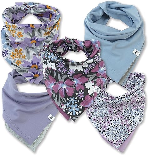 HonestBaby Multipack - Pañuelo reversible para baberos, baberos, broches ajustables para bebés, niños y niñas, 100% algodón orgánico