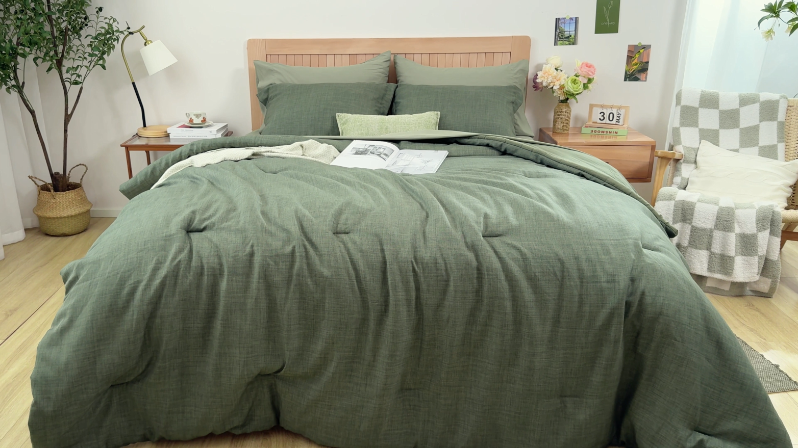 Amazon.com: Geniospin King Size Comforter Set- 7 Piece Dark Green