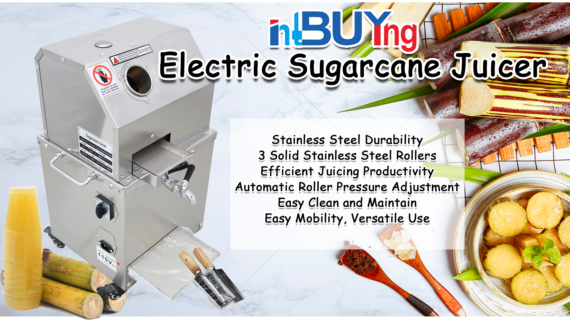 Amazon.com: INTBUYING 800W Electric Sugarcane Juicer Sugar Cane