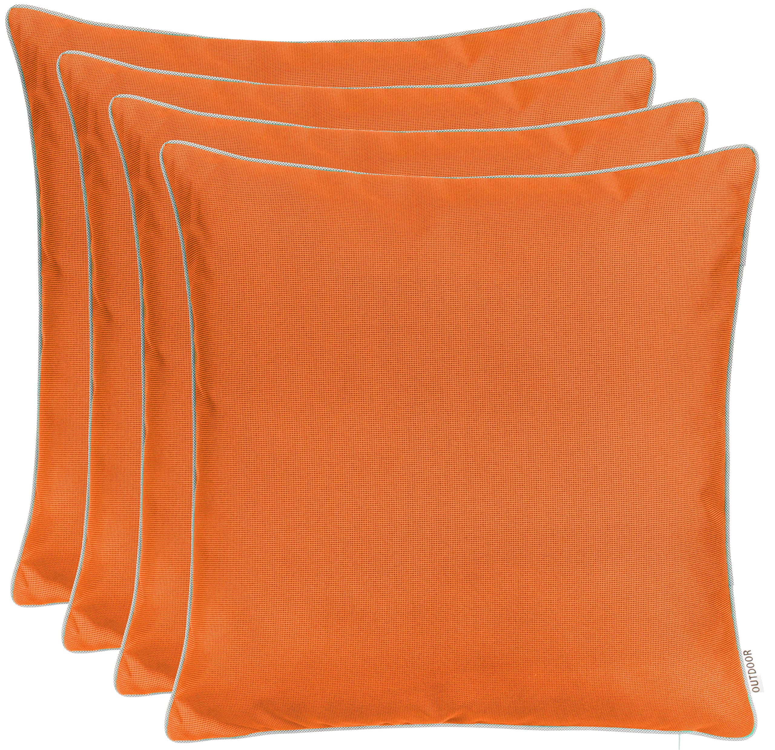 Set de 4 Cojines de Exterior Brandsseller 45x45 cm – Cojines Decorativos Impermeables con Ribete – Resistentes a la Intemperie para Jardín, Sofá, Balcón y Terraza – Naranja