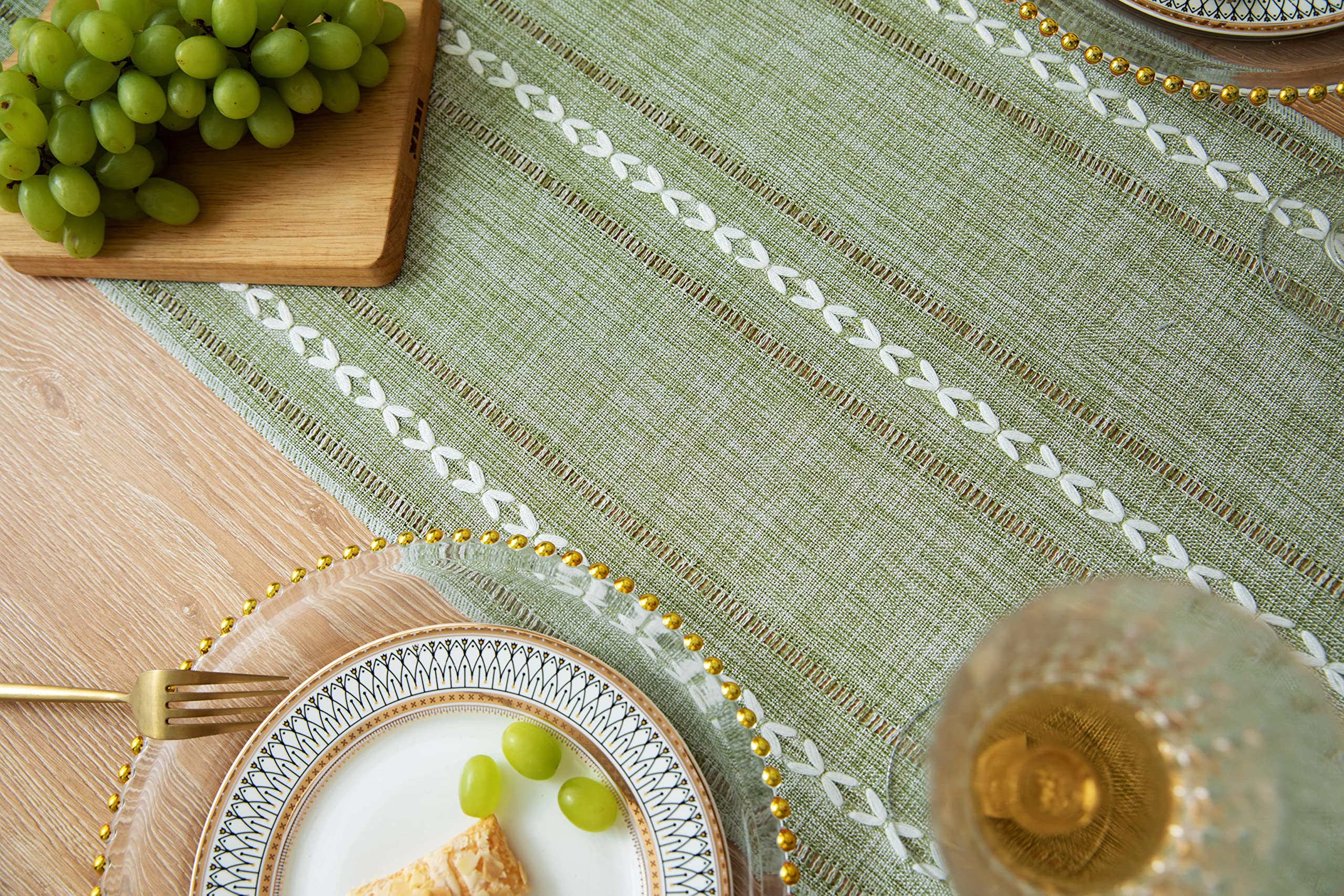 ZeeMart Landhaus-Tischläufer Aus Baumwollleinen – 38 X 229 Cm, Rustikales Boho-Design
