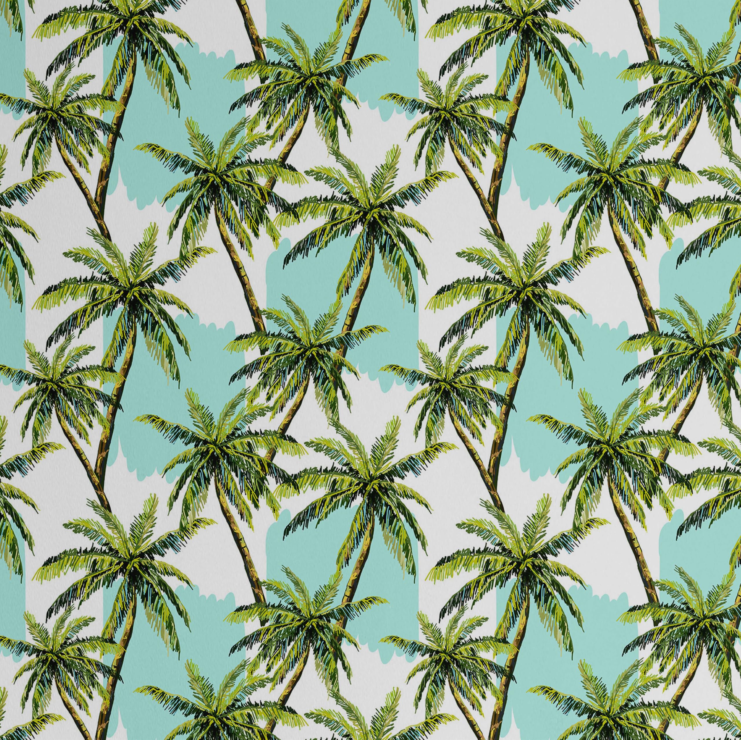Papier peint palmier tropical pour salon et chambre revêtement mural vert