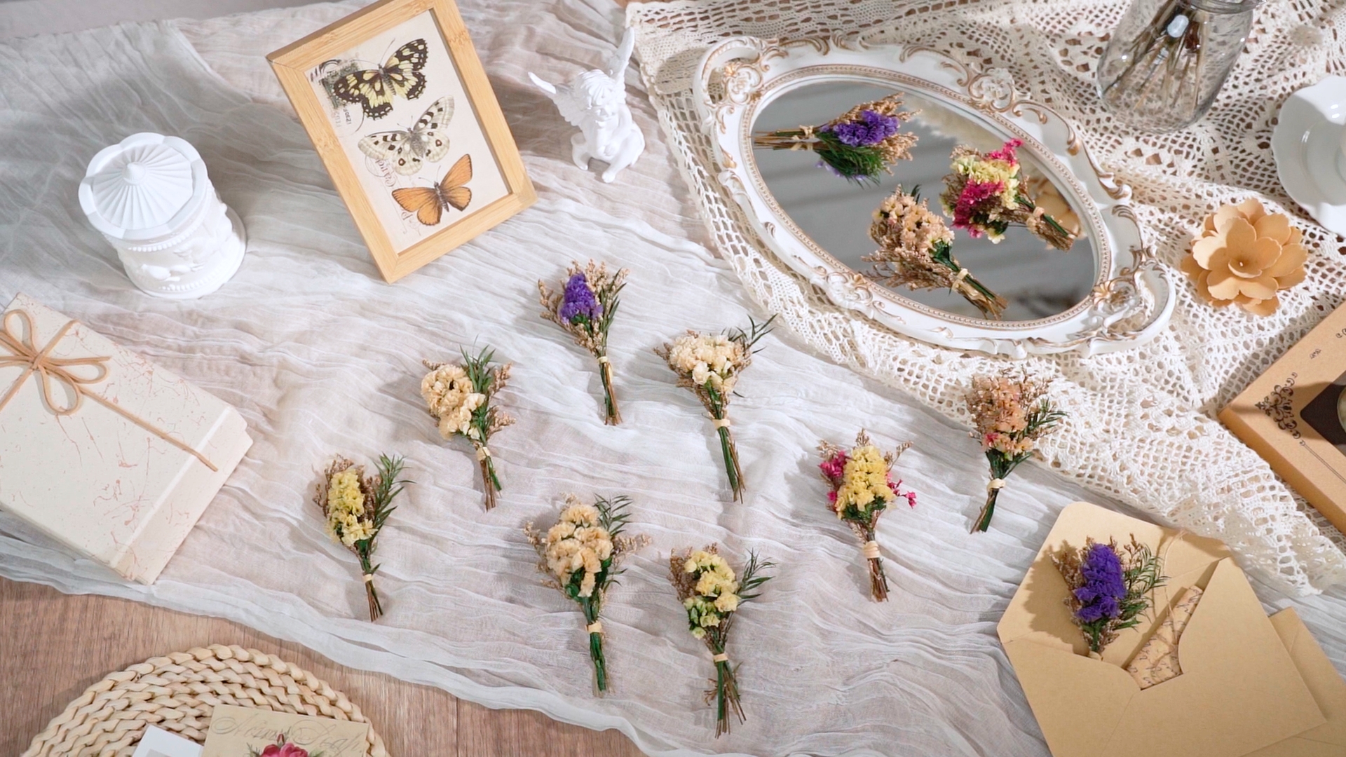 Mini ramilletes flores secas Olvídame 30 piezas miniatura 7