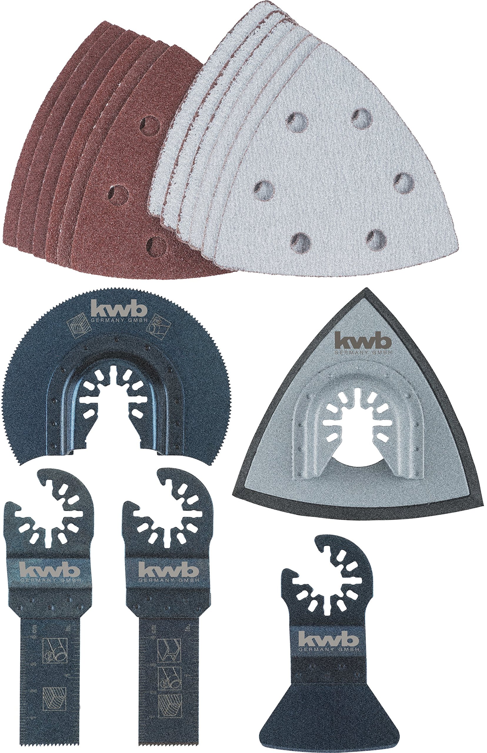 kwb Multitool-Zubehör Set, 17-teilig, inkl.Tauchsägeblatt, Schaber, Schleifteller und Schleifpapier