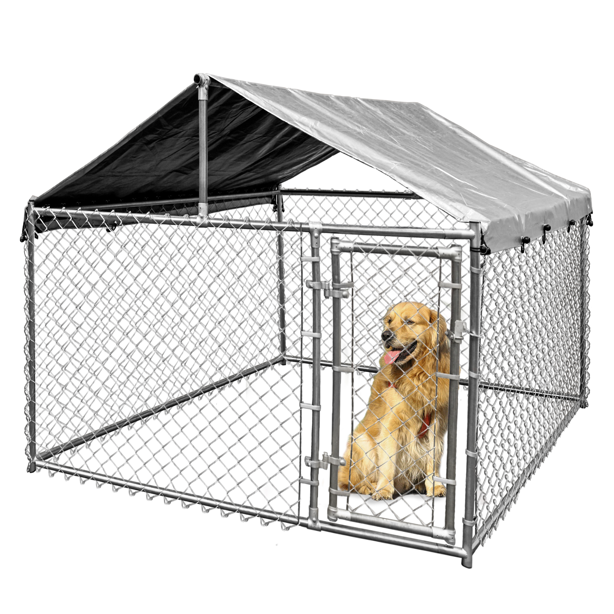 HITTITE Large Outdoor Dog Kennel, Heavy Duty Outdoor Fence Dog Cage, Anti-Rust Dog Pens Outdoor Dog Fence with… - Image 8
