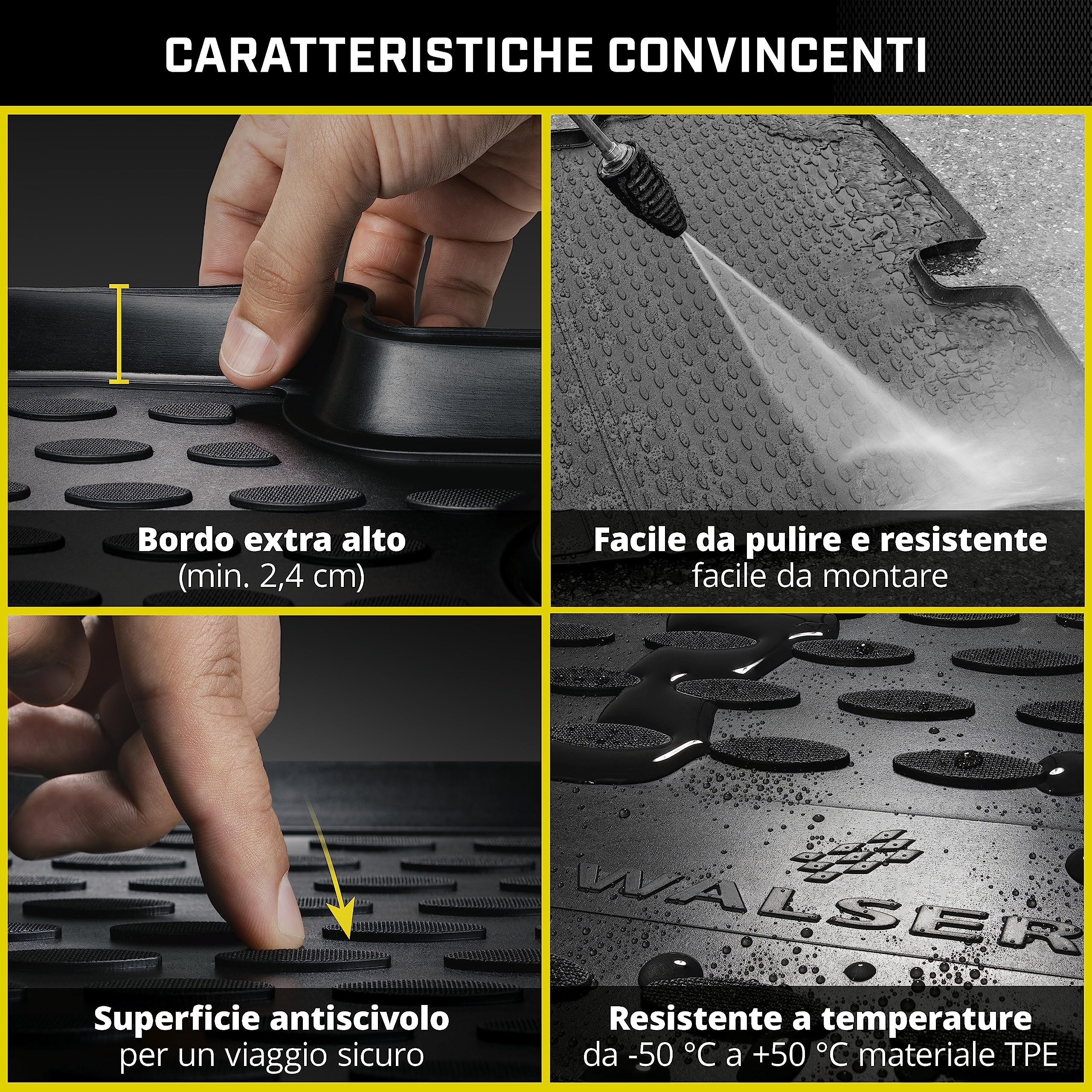 Walser Vasca Baule XTR su Misura Compatibile con Opel Mokka X, da Facelift 2016-2019, Tapetto per Bagagliaio, Tappetino Baule, Protezione Cofano