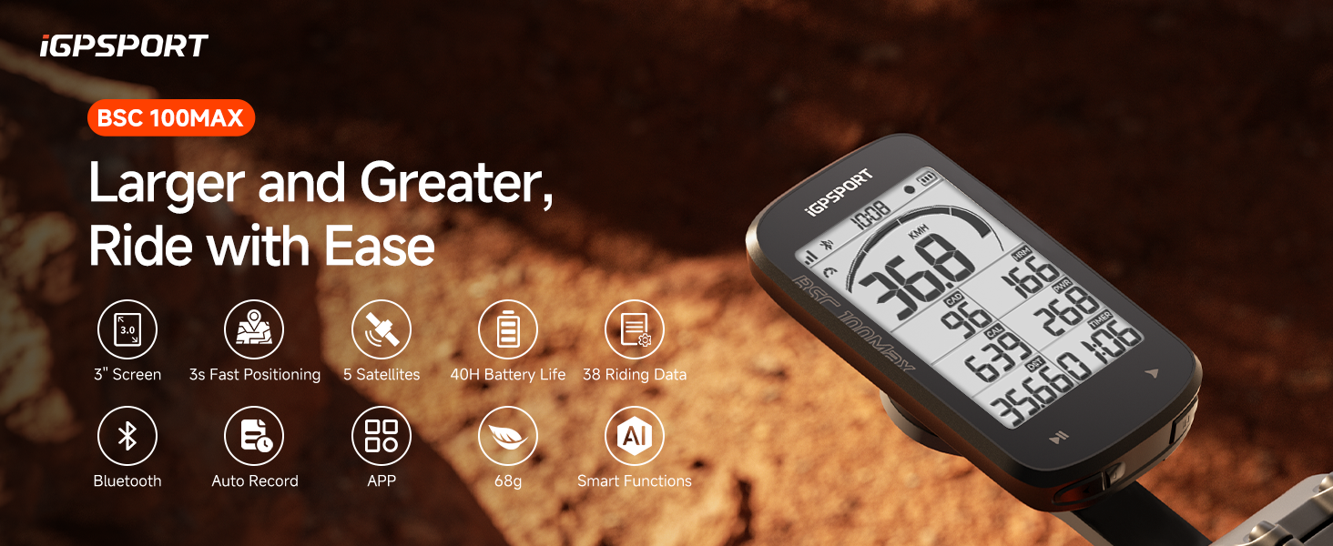 Amazon.com : iGPSPORT BSC100MAX GPS Bike Computer, 3'' Screen Auto