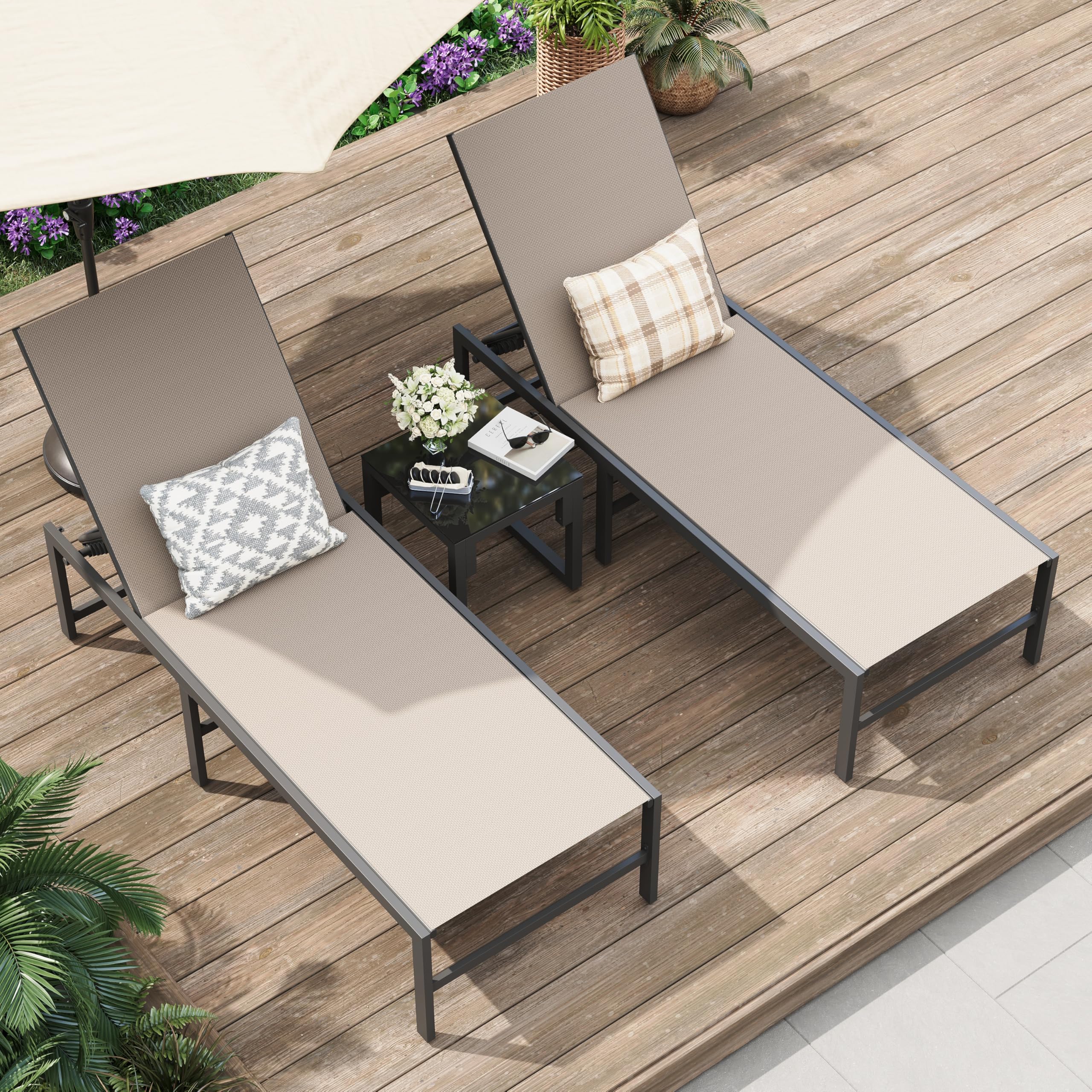 Amopatio Patio Lounge Chair Outdoor Chaise Lounge Set of 2 for Pool