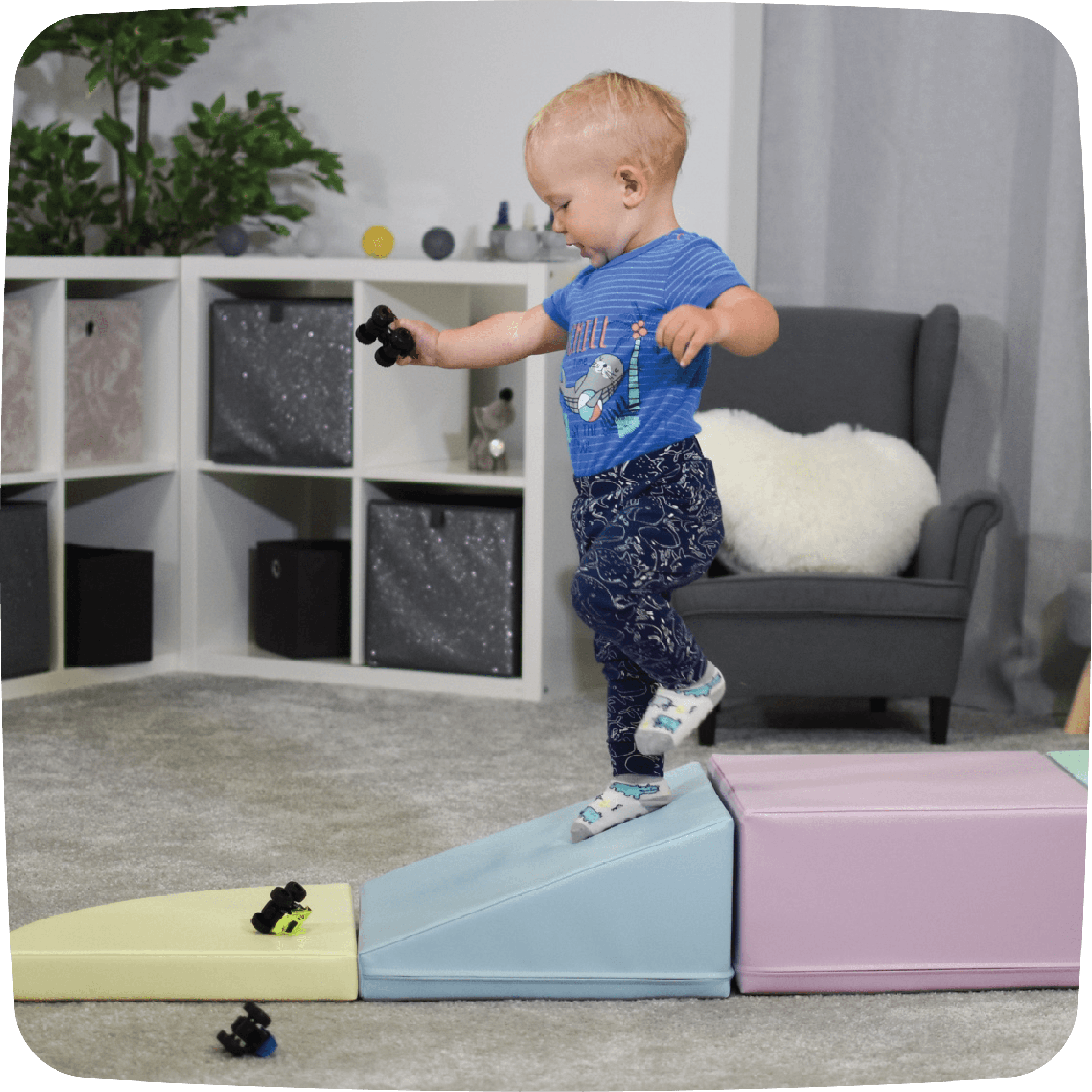 IGLU Soft Play Corner Climber Blocchi per Bambini in Schiuma Set da Gioco per attività 12+ mesi Blocchi di Costruzione Psicomotricità 1 anno 5 XL Cubi Montessori (Pastel