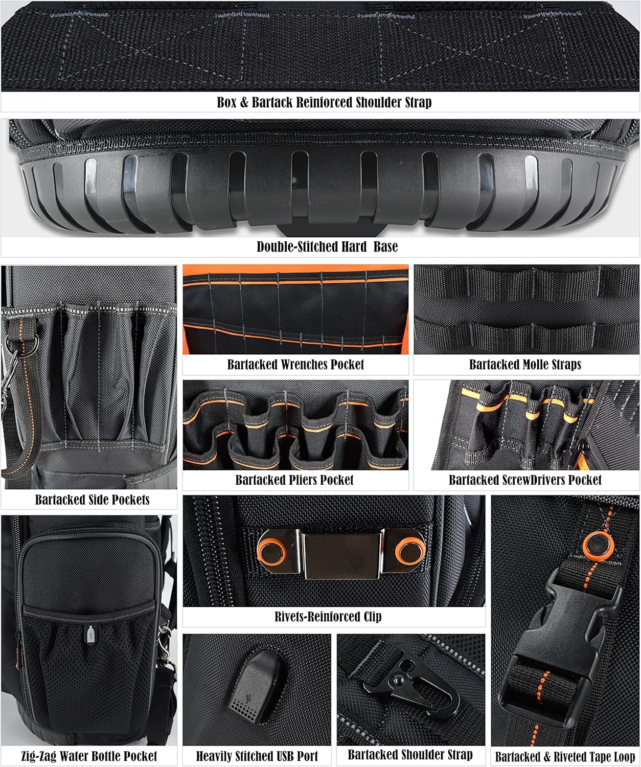 Buy 72Pockets Rolling Tool backpack, Large tool bag with wheels, Rolling tool bag, Electrician