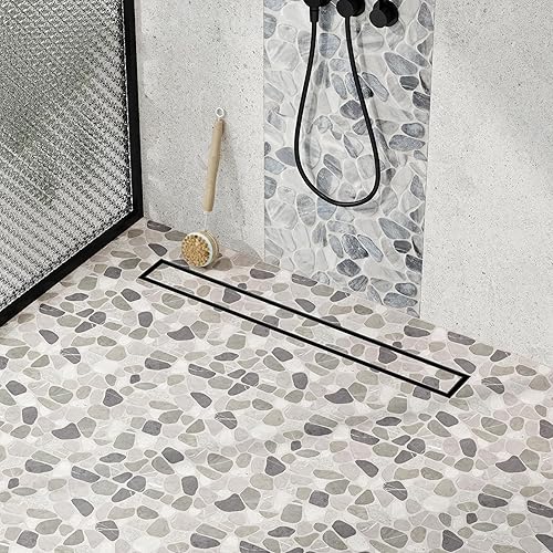 Miniatura 7 de Neodrain Drenaje de ducha lineal de 18 pulgadas con rejilla de inserción de azulejos, desagüe de suelo de ducha rectangular de acero inoxidable