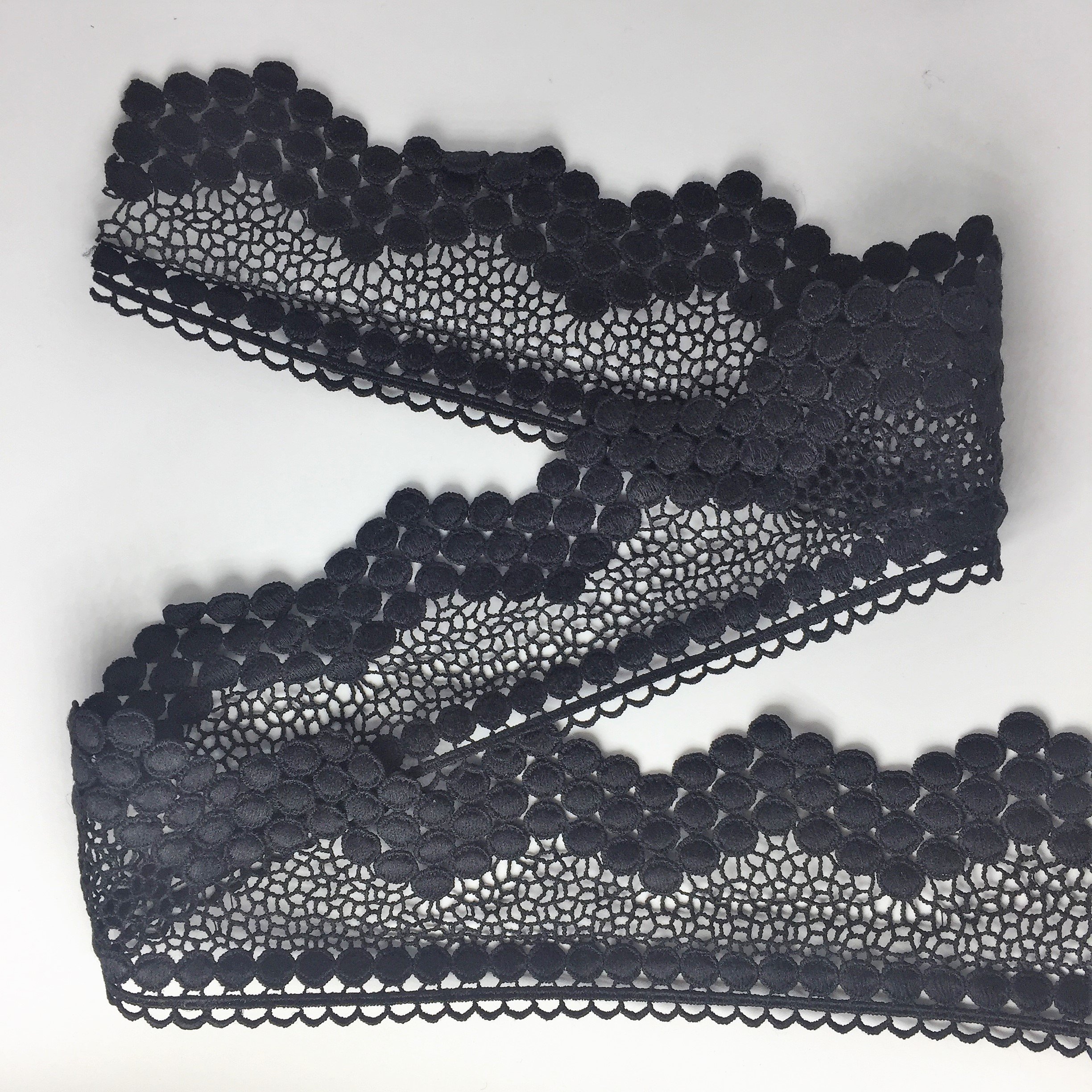 ELLA MAMA Lace Trim DIY Craft Ribbon 2-3/4“ x 3yds, Sewing Applique Craft (Black)