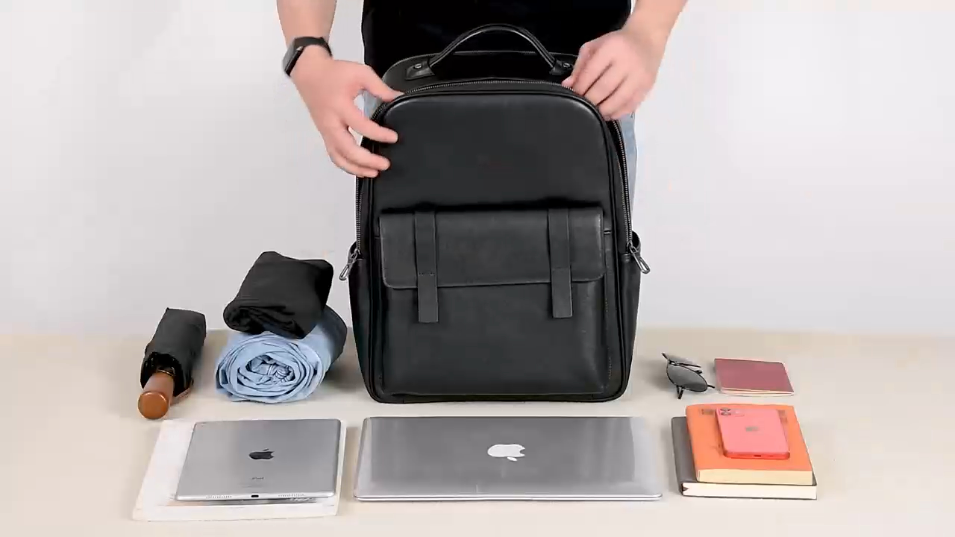 Backbone ヌバックレザーライダース　14SS Amazon.com: Colins Keirs Men's Black Leather Backpack for Work