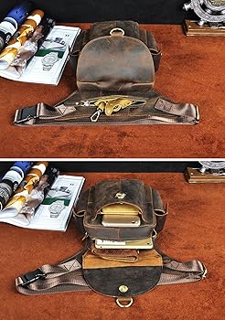 Amazon.com | Le'aokuu Mens Leather Messenger Shoulder Bag