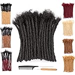 DAIXI 6-18 Inch 10 Strands 0.8cm and 0.4 0.6cm Thickness Options 100% Real Human Hair Dreadlock Extensions for Man/Women Handmade Permanent loc Extensions Bundles Can Be Dyed Bleached Curled Twisted