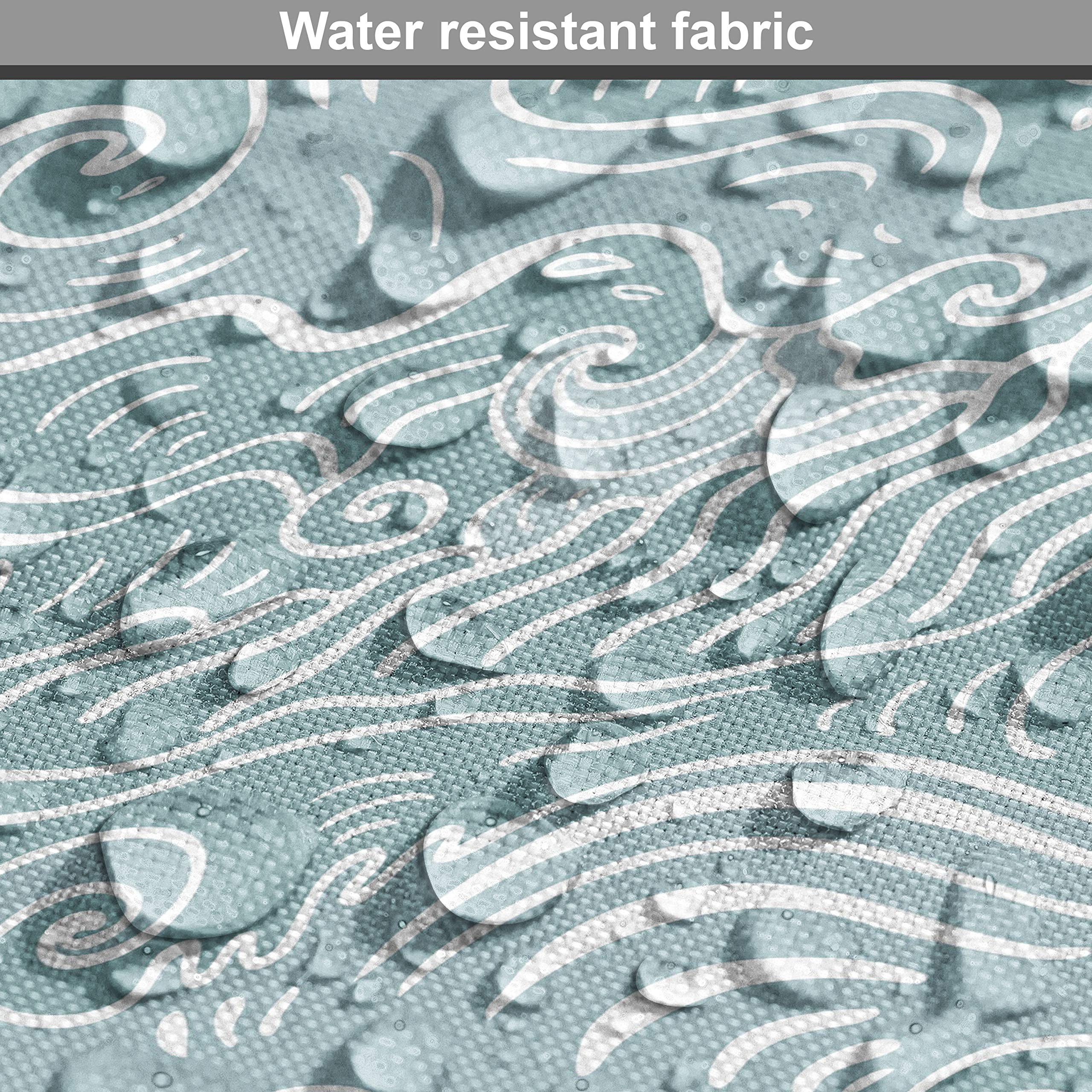 Ambesonne Abstract Fabric by The Yard, Funky Sea Waves Print Drawn by Hand Seascape Demonstration, Decorative Fabric for Upholstery and Home Accents, Teal Blue - Image 6