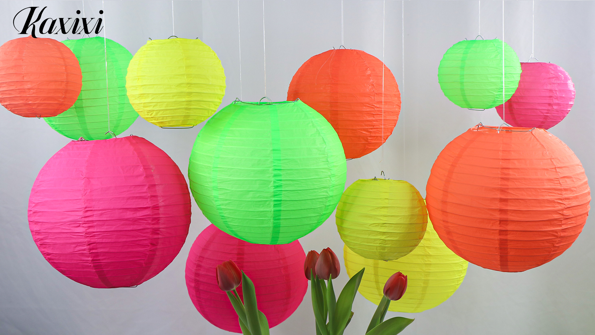Image of 15-Pack Glow in the Dark Party Supplies, Neon Party Decorations | UV-Reactive Colorful Hanging Paper Lanterns for Birthday, Wedding, Baby Shower, Classroom Decor, Bars & Blacklight Events