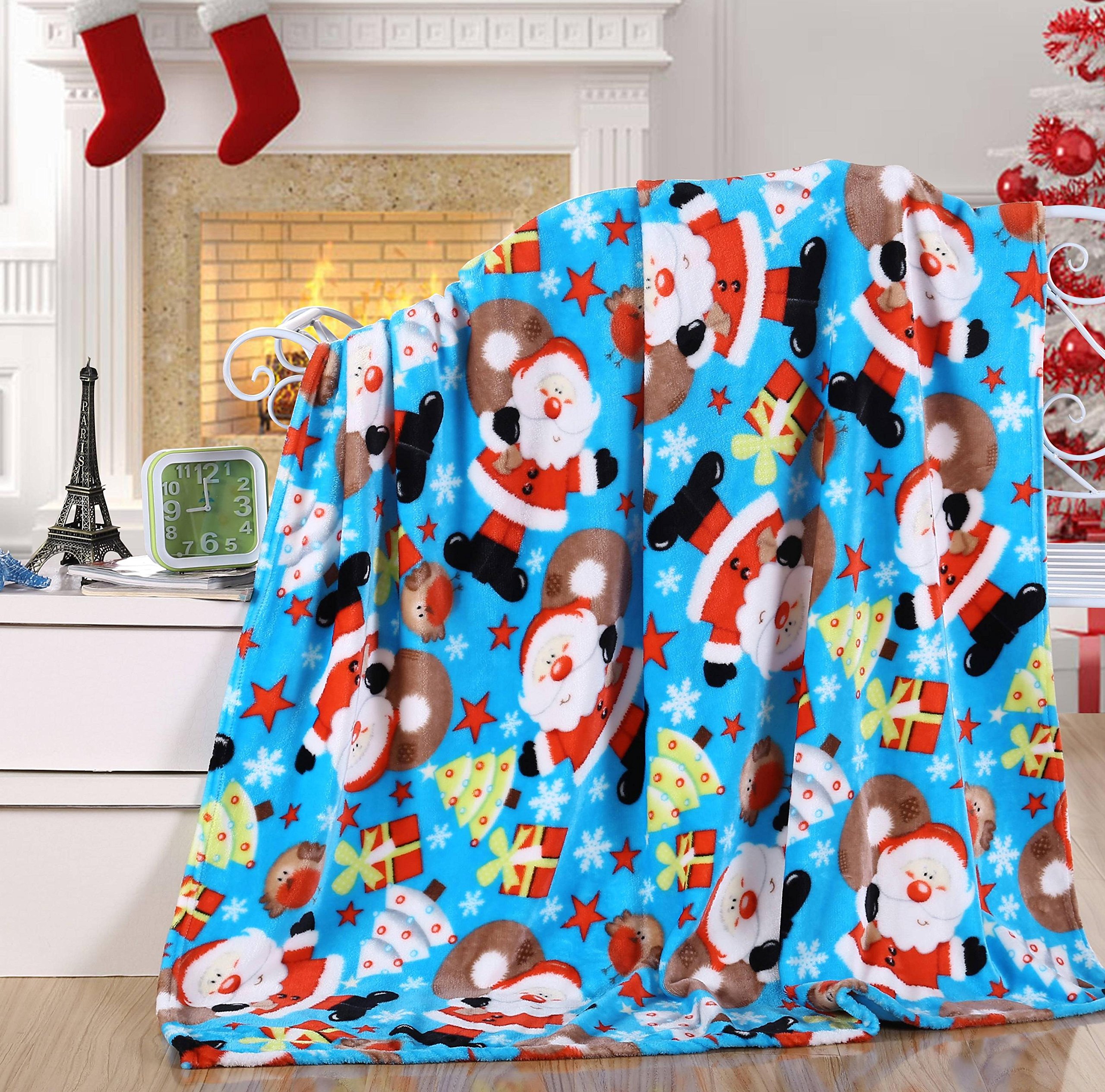 Velvet Touch Holiday Throw Fleece Blanket (50" x 60") - Santa Claus - Christmas Throw Blanket