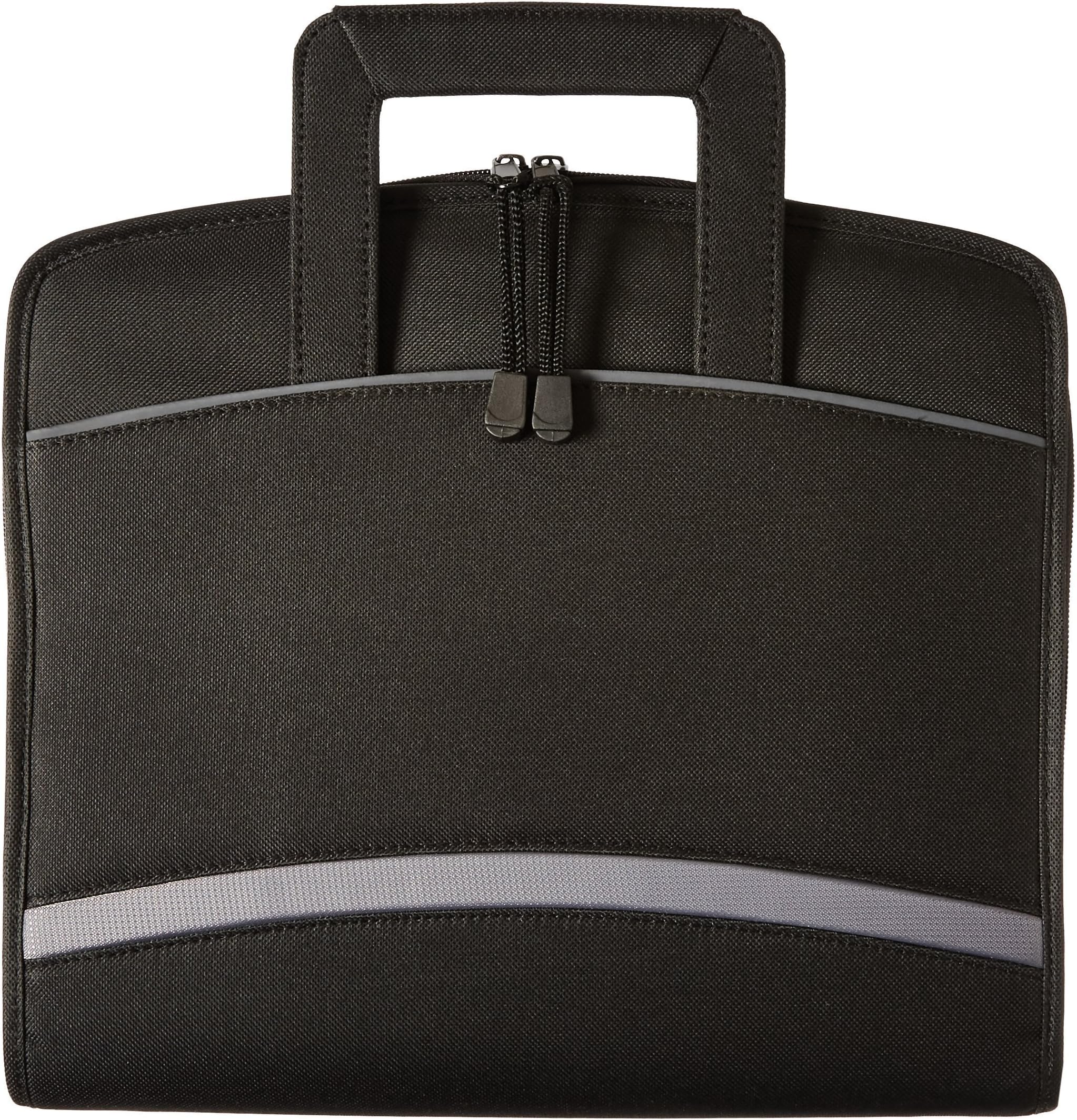 Executive Professional Zippered 1.25" Binder Note Pad Padfolio Briefcase with Retractable Handles, Black