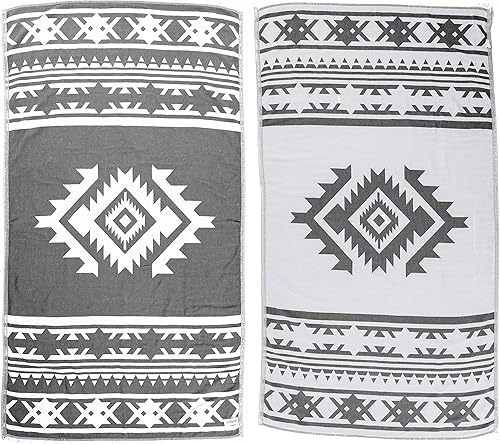 Bersuse Toalla turca de doble capa Cozumel 100% algodón, 39 x 71 pulgadas, gris plateado