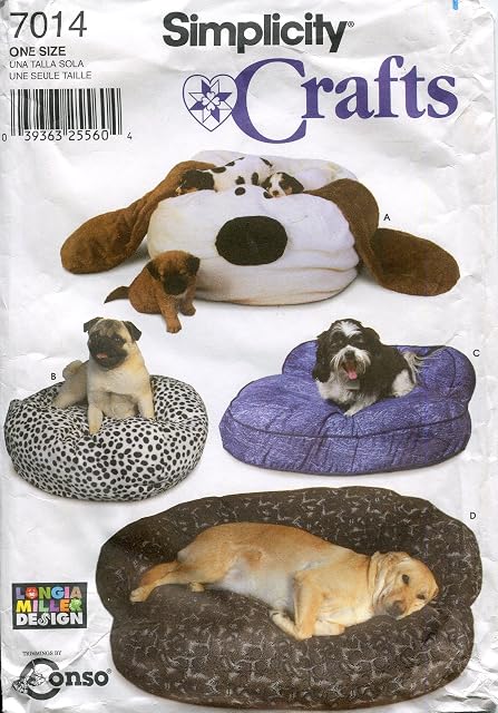 Simplicity Sewing Pattern 7014 - Use to Make - Dog Beds - Couch, Dog Head