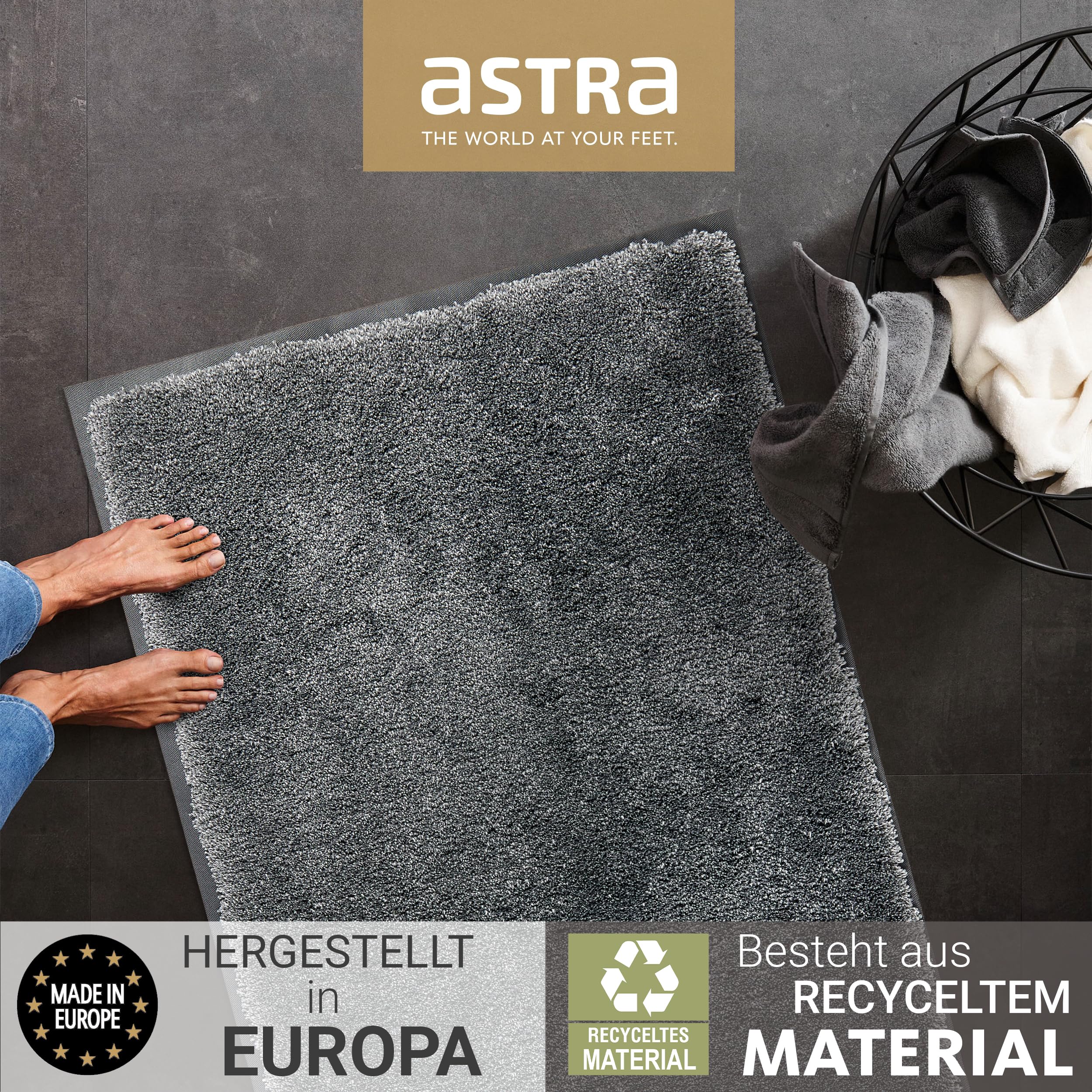 Rutschfeste Schmutzfangmatte innen weich - Anthrazit 80x120cm (Rechteckig) | Pflegeleichte Sauberlaufmatte Eingang Fussmatte rutschfest Läufer Flur waschbar per Hand Türmatte PVC frei Fußmatte indoor