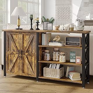 Furniouse 58" W Console Table with Cabinet, Narrow Sofa Table,Entryway Table with 4 Tier Open Storage, Side Table for Hallway, Living Room, Bedroom, Sturdy and Stable, Easy to Assemble Vine
