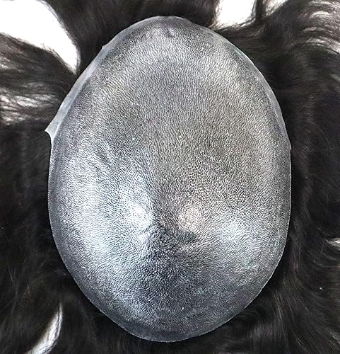Miniatura 8 de Super Natural Mens Hair Replacement Unit Silky Hair Toupee Real Human Hair Injection Poly Skin Natural Straight Hairpieces Male Wig Center Crown