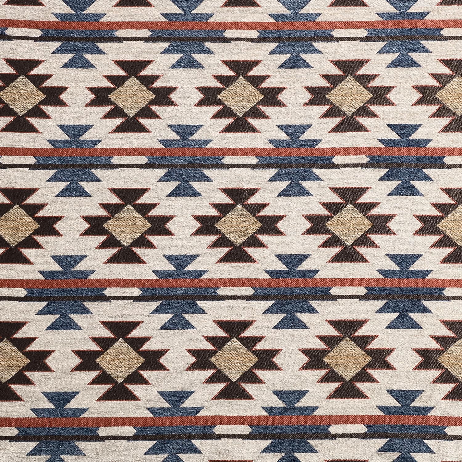 Paseo Road Tasha Polizzi Mariella Western Throw Blanket, 50x60 inch, Chenille Teddy-Backed Throw, Soft Boucle Reverse Side, Red Blue Aztec Geometric Print, Cozy Southwestern Blanket for Bed, Sofa