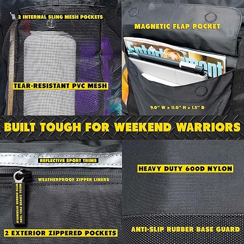 Miniatura 5 de Bolsa de malla prémium con cierre de cremallera, 3 bolsillos exteriores, hielera suave con aislamiento y base de goma antideslizante