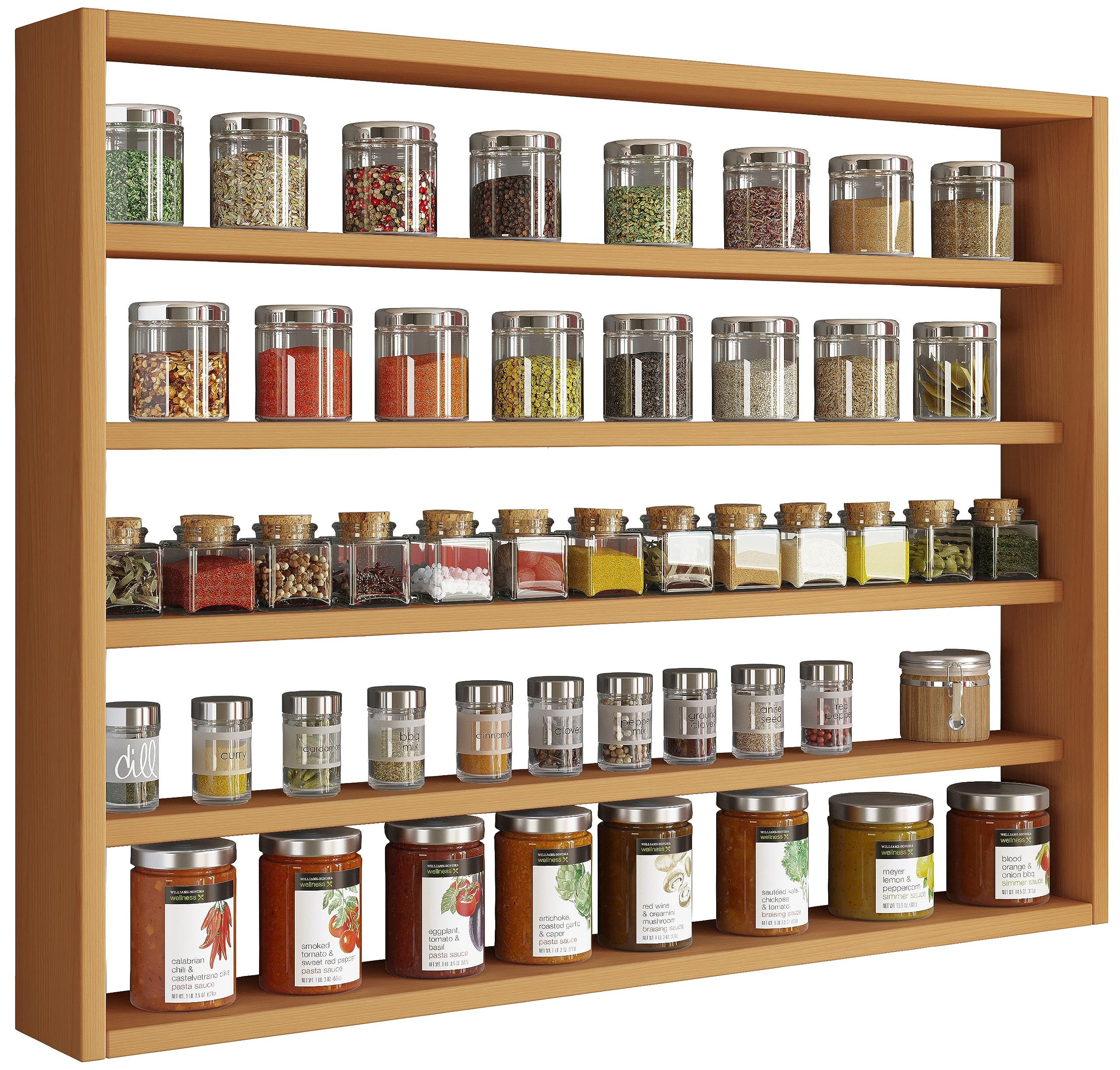 VCM Wooden Wall Shelf Kitchen Spices Collector Display Case Esaldi L Beech