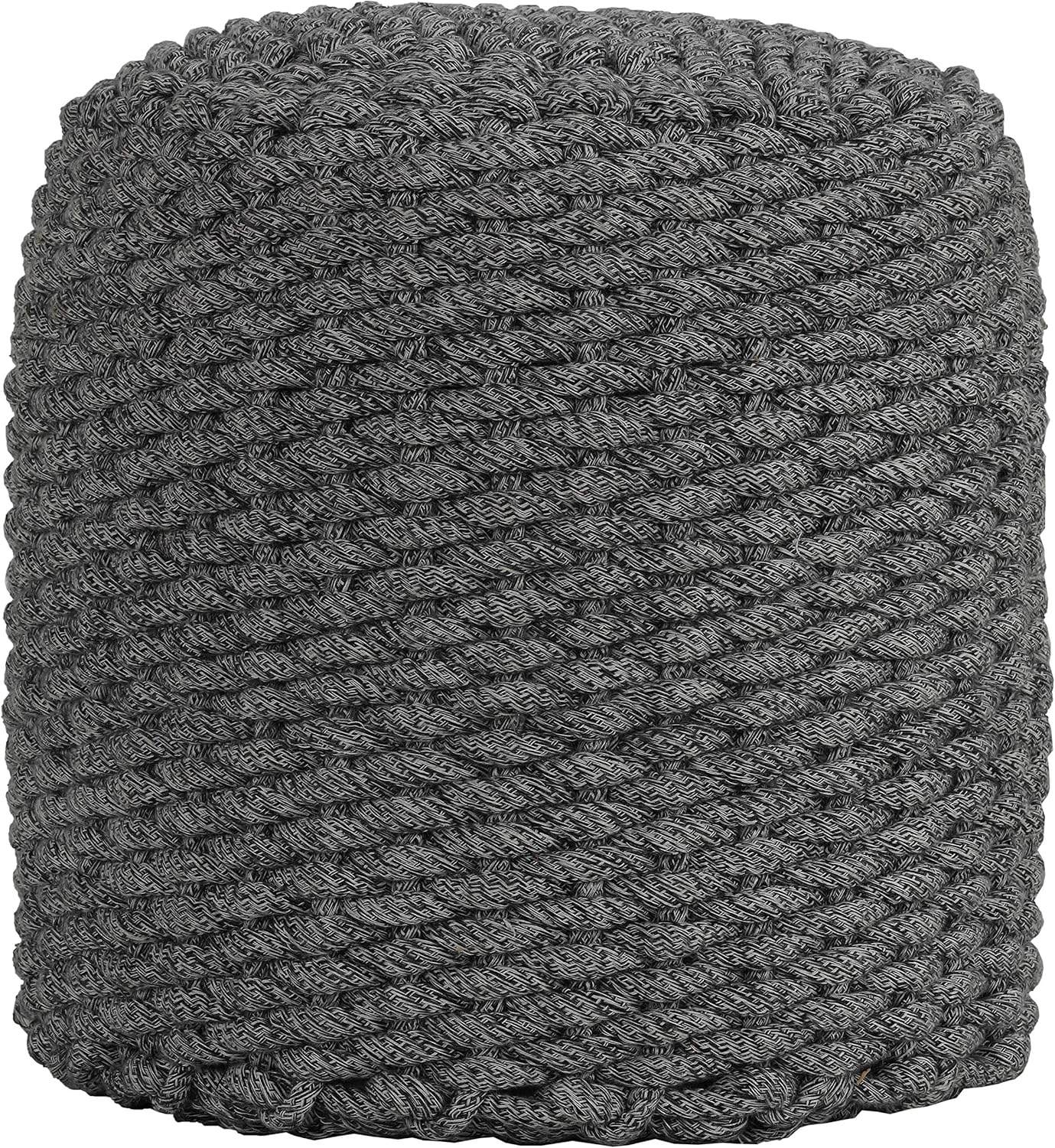 Cortesi Home Augusta Round Rope Pouf Ottoman, 16.5", Grey