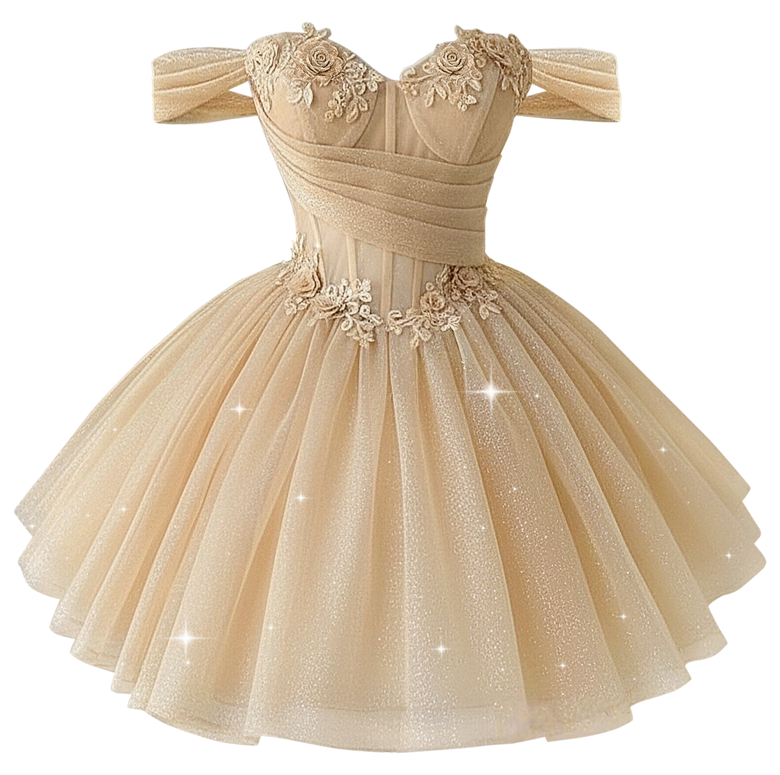 ebay cheap homecoming dresses XYAYE Puffy Tulle Beige Pleated Off Shoulder Dress middle school cute 8th grade dance dresses