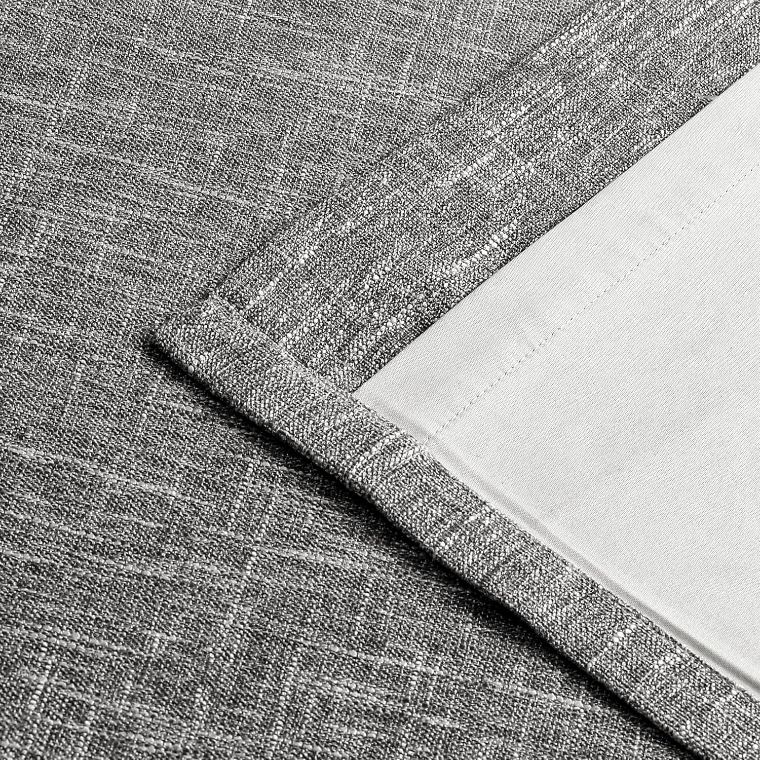 Ombre Full Blackout Curtain Panels 84 Inch Long Noise Reducing Energy Efficient Window Treatment Drapes for Bedroom Linen Texture with Grommets Top Gradient Print Cream White to Gray, 50"x84"x2