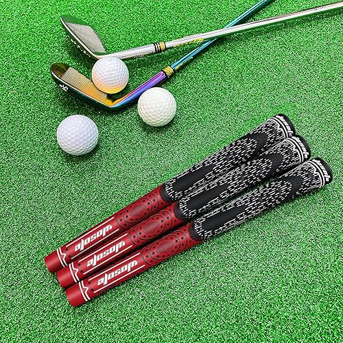 Miniatura 7 de wosofe Empuñaduras de golf para Club Rubber ID 0.58 y 0.6, tamaño mediano, paquete de 13 antideslizantes, absorben el sudor, color negro y rojo