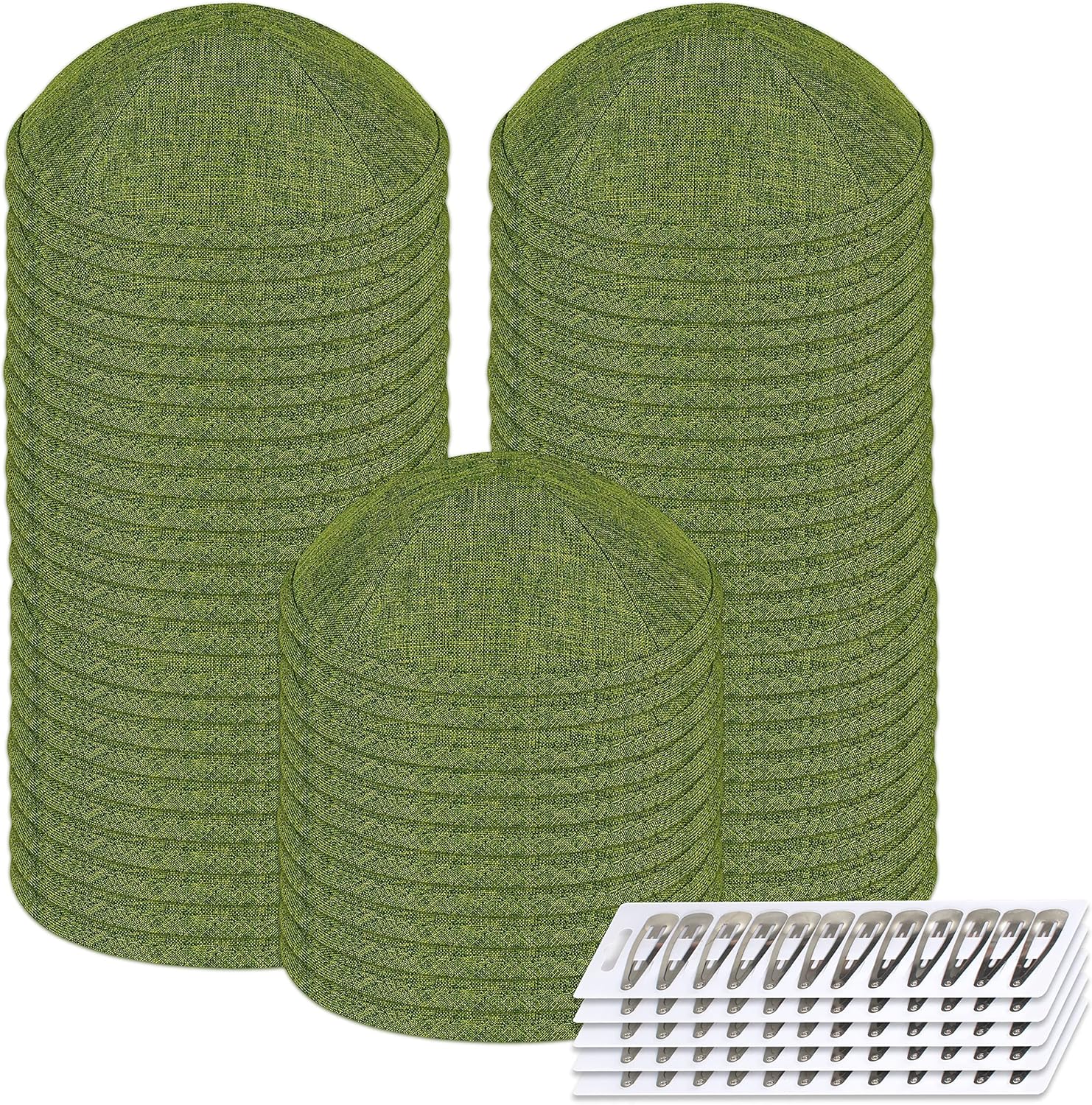 Zion Judaica Personalizable Linen Kippahs Customizable Imprinted Name Text Event Yarmulkes with Clips