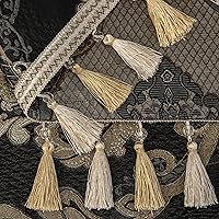 Vista 6 de Loom and Mill Fundas de sofá de lujo, funda clásica de damasco jacquard grueso para sofá, protector de muebles con borde de encaje y borlas hechas a