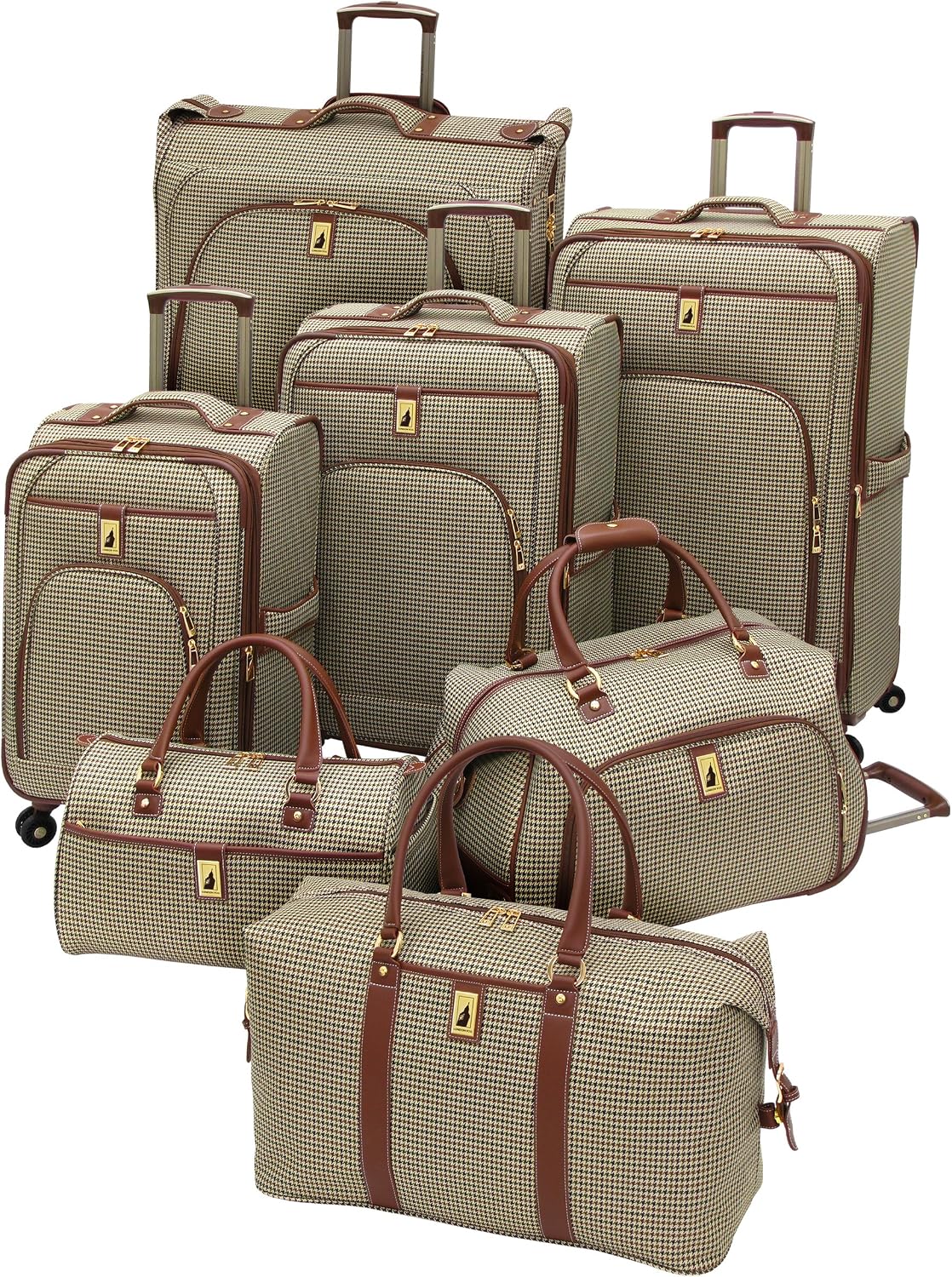 LONDON FOG Cambridge Softside Expandable Spinner Luggage, Olive, Checked-Medium 25-Inch