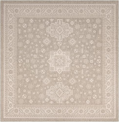 Miniatura 279 de Rugs.com Outdoor Aztec Collection Alfombra – 4 x 6 pies alfombra de tejido plano gris carbón perfecta para salas de estar, grandes comedores, planos