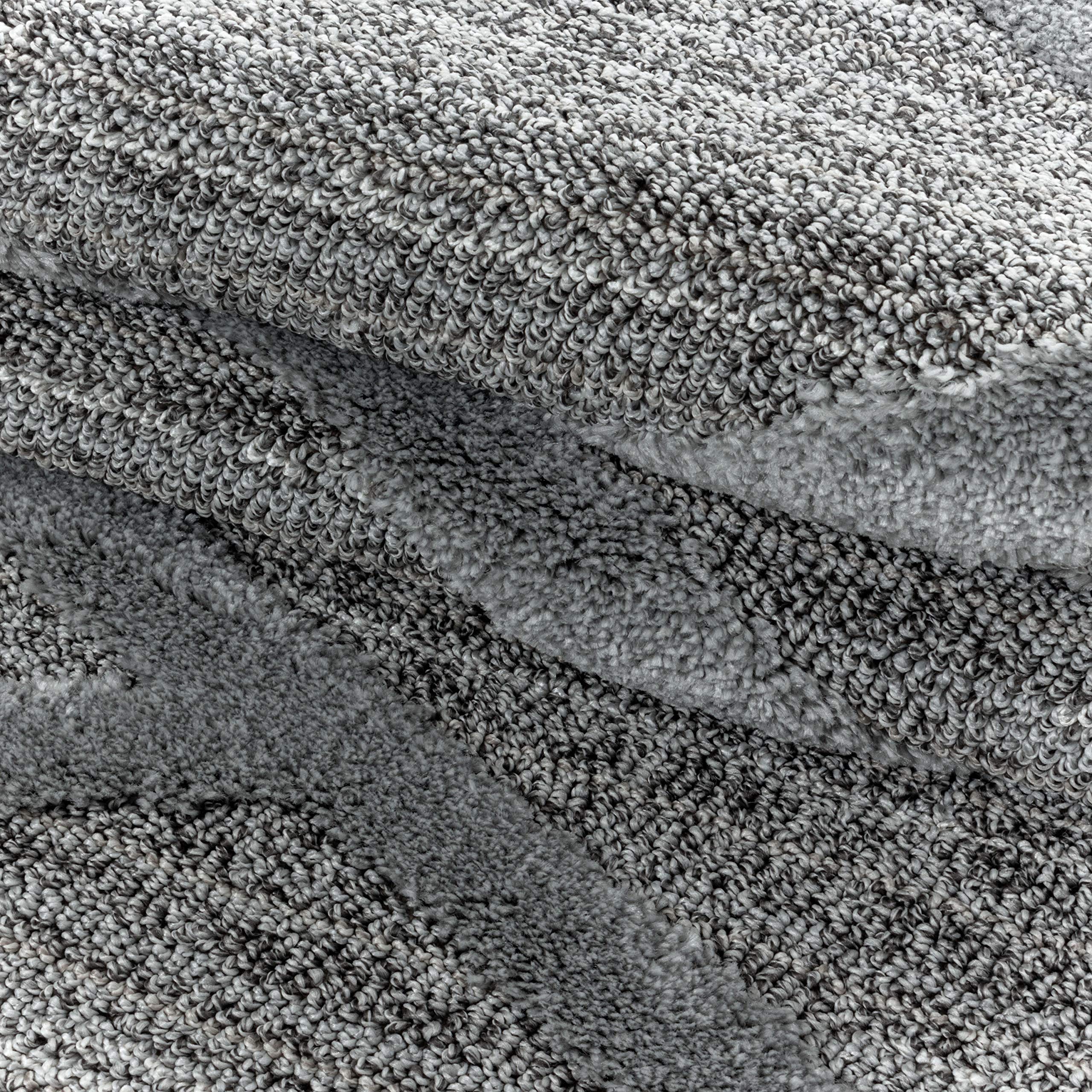 Carpettex Hochflor Teppich Wohnzimmer 3D Optik Hoch-Tief Effekt Boho-Design Groß Teppich Grau 240 x 340 cm - Flauschiger Teppich Schlafzimmer Skandinavische Stil Soft Teppich Esszimmer Küchenteppich