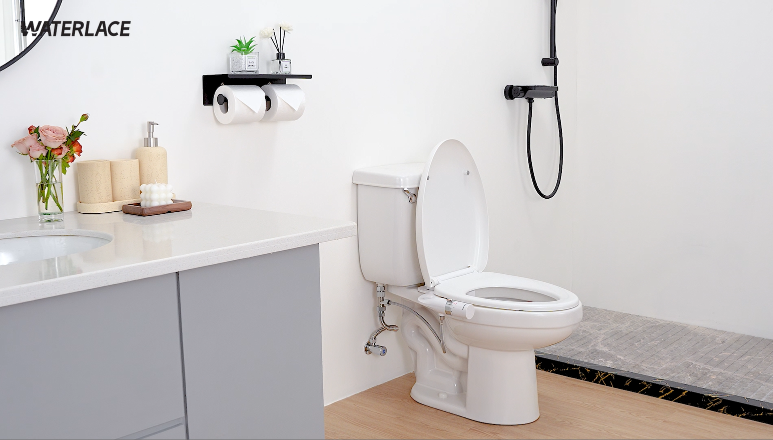 KINGTACK Bidet Attachment For Toilet, Toilet Bidet Non-Electric Bidet Toilet Attachment Dual Nozzles Frontal Rear Wash Adjustable Pressure Control Black W - View #8