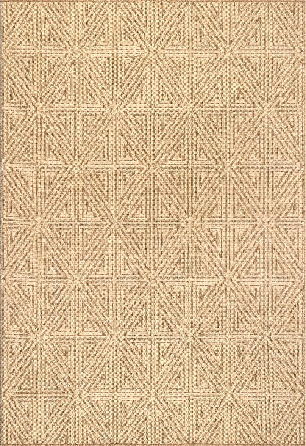 nuLOOM 4' x 6' Outdoor Performance Area Rug, Stain Resistant, Weather Resistant, High Traffic, Patio, Balcony, Outside, Harvey Brown