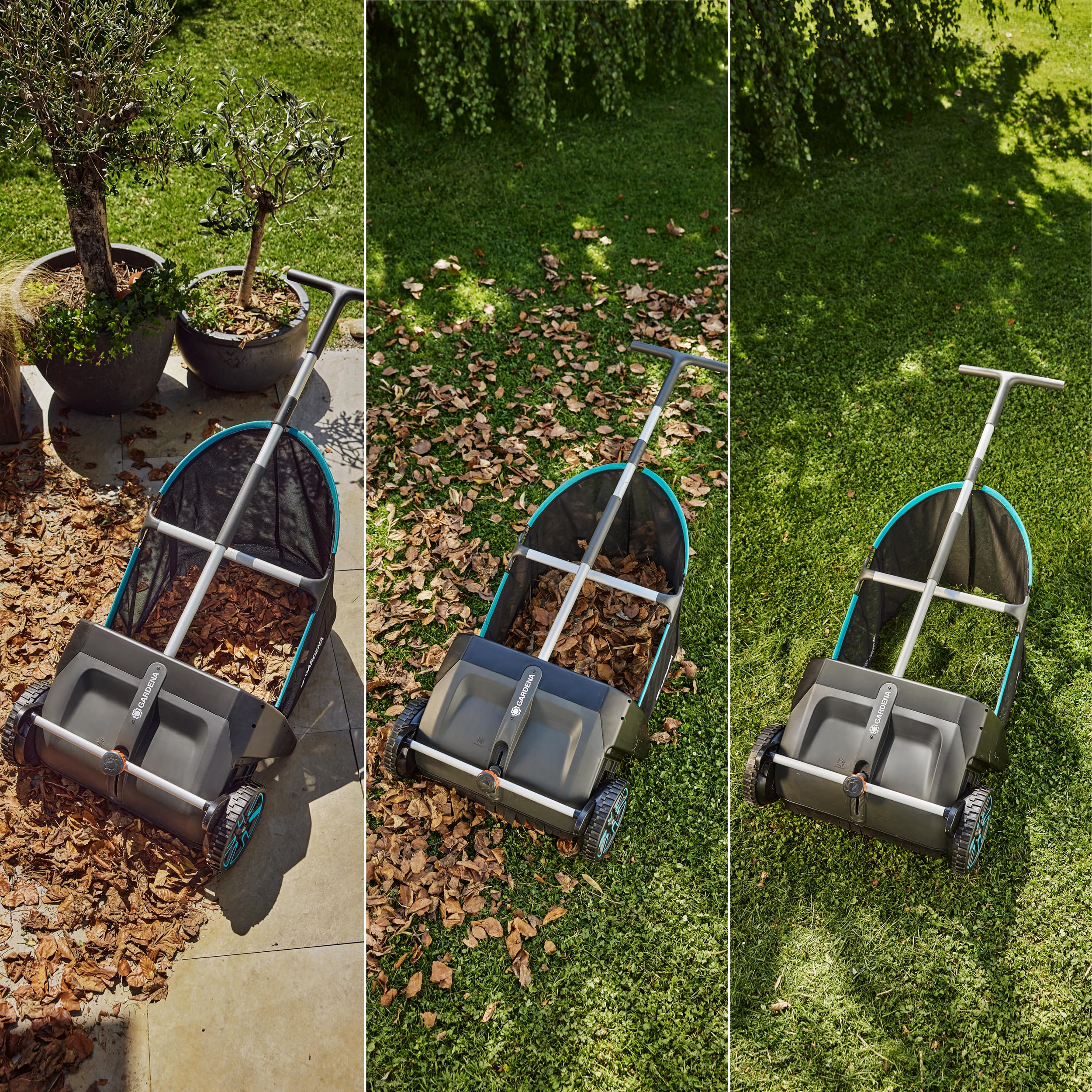 Gardena Collecteur de Feuilles et de pelouse pour pelouses et patios Aides de Jardin: Convient Aussi Bien aux pelouses qu'aux patios, Changement Facile des brosses (3566-20)