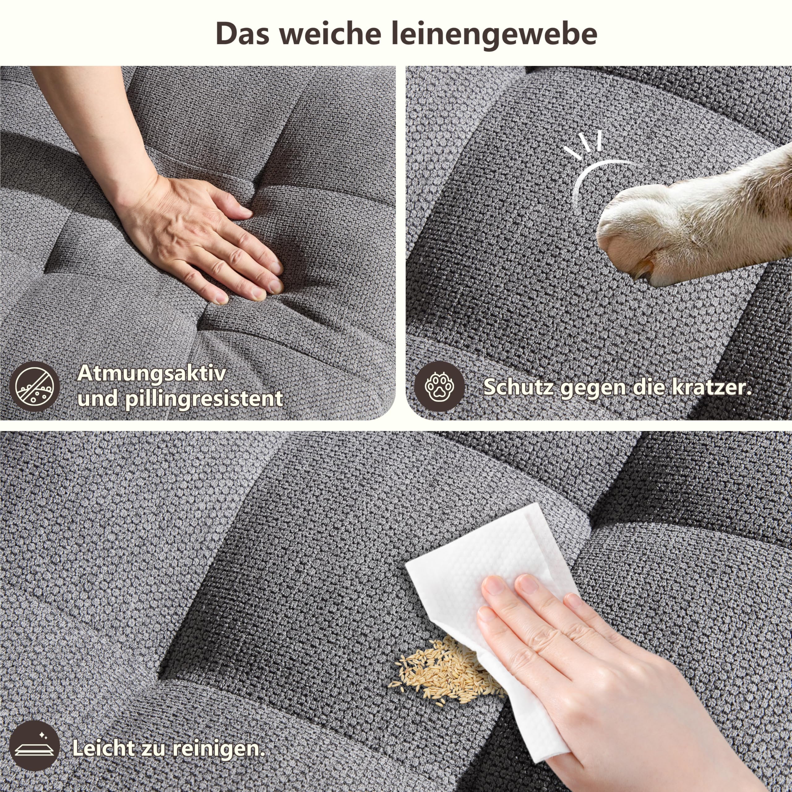 Fizzin Grau Ergonomischer Bürostuhl Chefsessel | Hohe Rückenlehne, Doppelkissen-Armlehnen, umkehrbar & höhenverstellbar Computerstuhl für Büro und Homeoffice