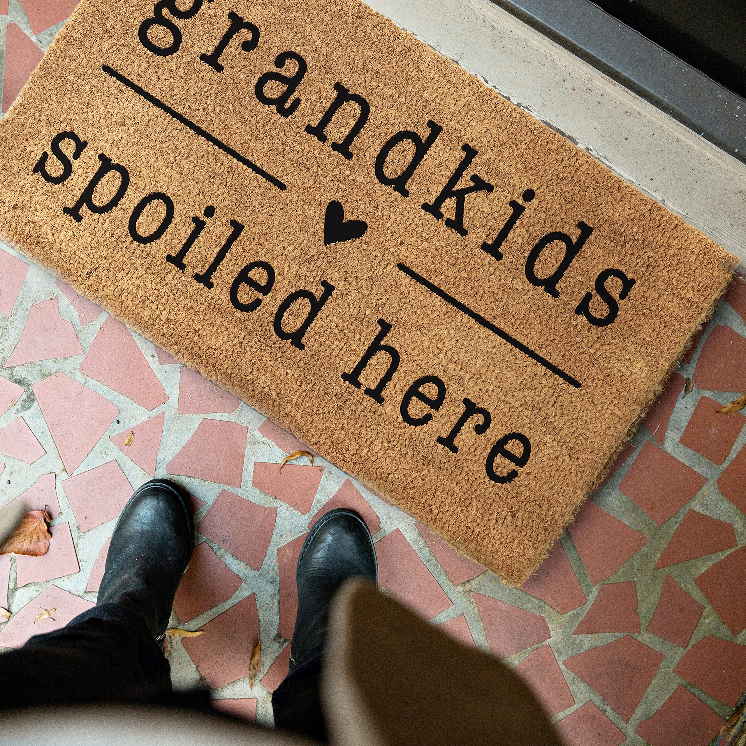 Grandkids Spoiled Here Doormat 30x17 Inch, Grandkids Doormat, Grandkids Door Mat
