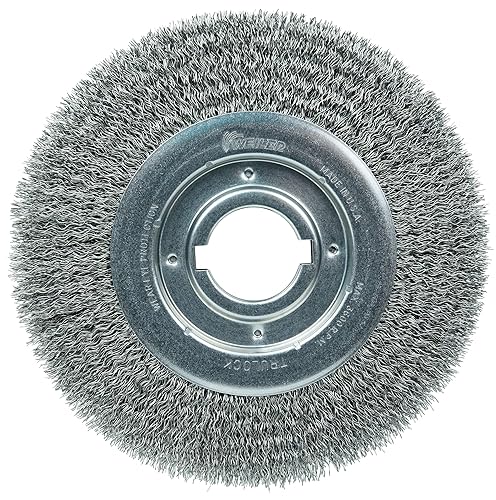 Weiler 06170 Rueda de alambre prensado de cara mediana de 10 pulgadas, relleno de acero de 0.020 pulgadas, orificio de eje de 2 pulgadas, fabricado