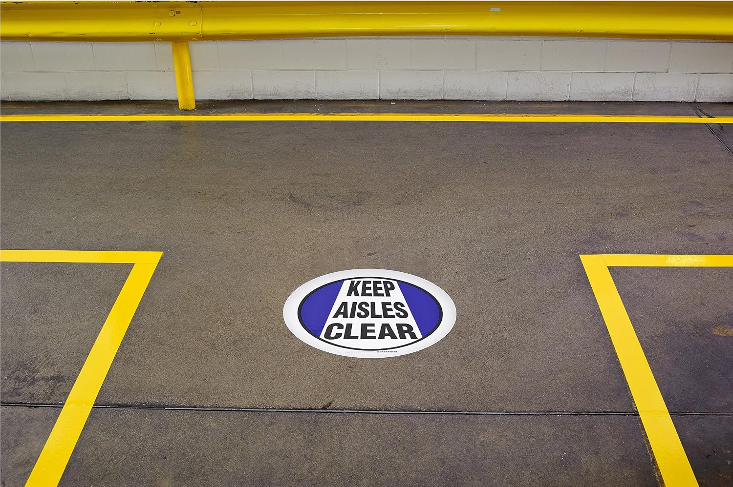 Brady ToughStripe Nonabrasive Safety Warning Floor Marking Tape, 17" Diameter, Black and Blue on White, Legend "Keep Aisles Clear (with Picto)" (Pack of 1 Roll) - 104508