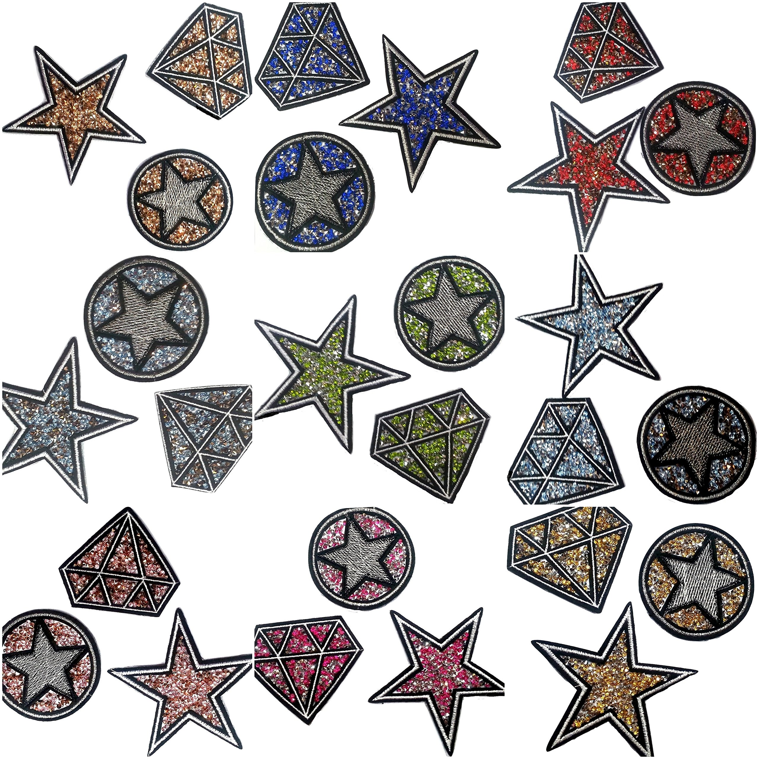 B2SEE Toppe Toppa Applique Applicazioni Diamante Strass termoadesive da Cucire termoadesive Patch Diamante Strass per Tessuti Jeans Stoffa Diamante Strass Oro Giallo 9 cm Un Pezzo
