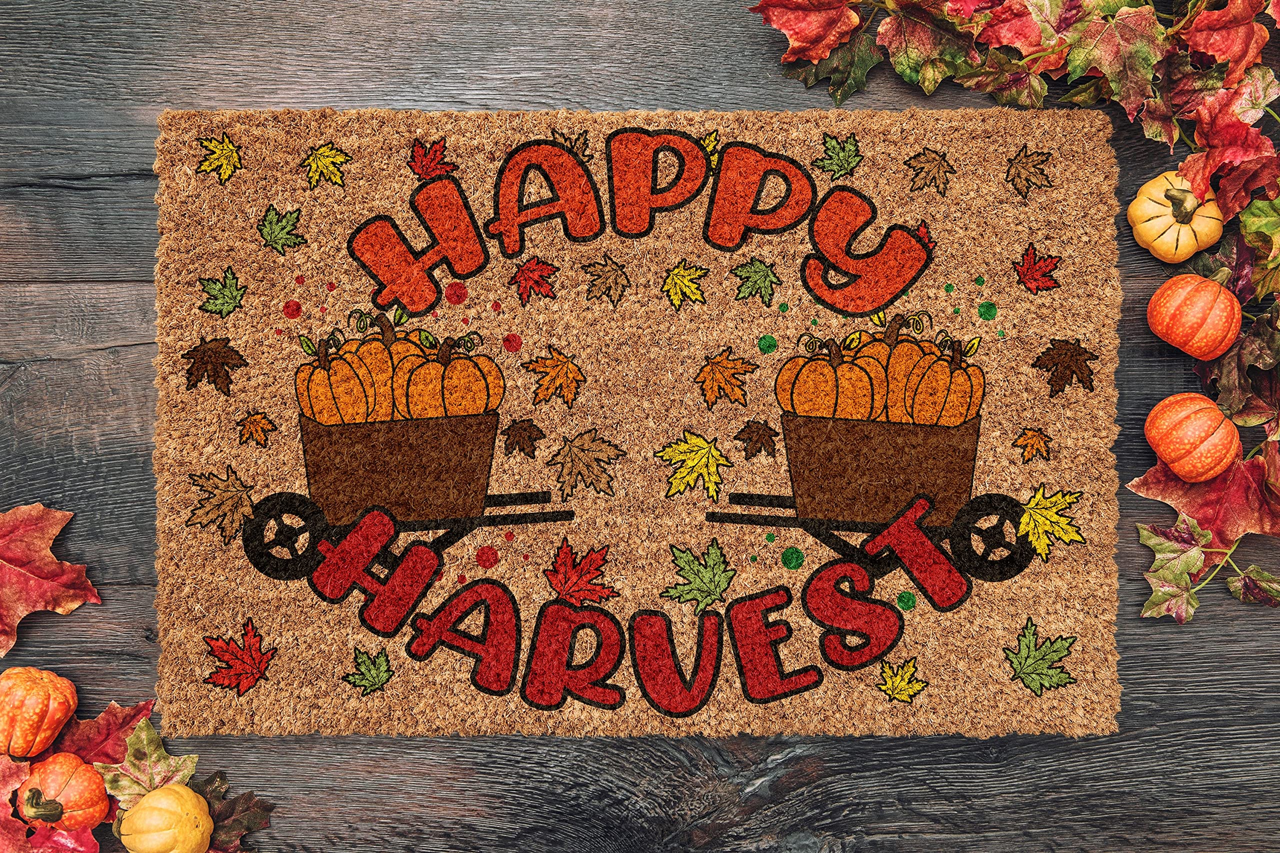 Ensound Fall Happy Harvest,Door Mat,Welcome Mat,Front Door Mat,Outdoor Mats,Funny Doormat,Fall Welcome Happy Harvest Mats,Mats 24X16 Inch — image 1